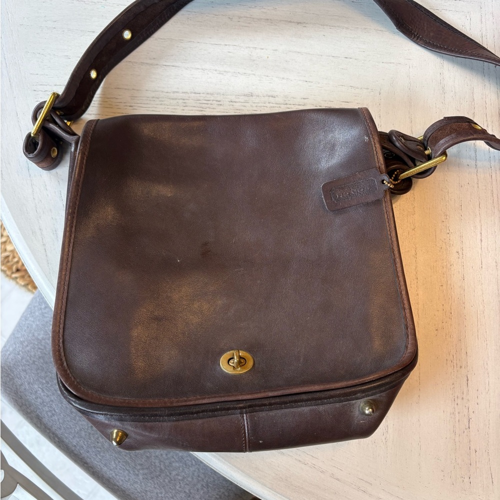 Brown Leather vintage coach Men's Bag
